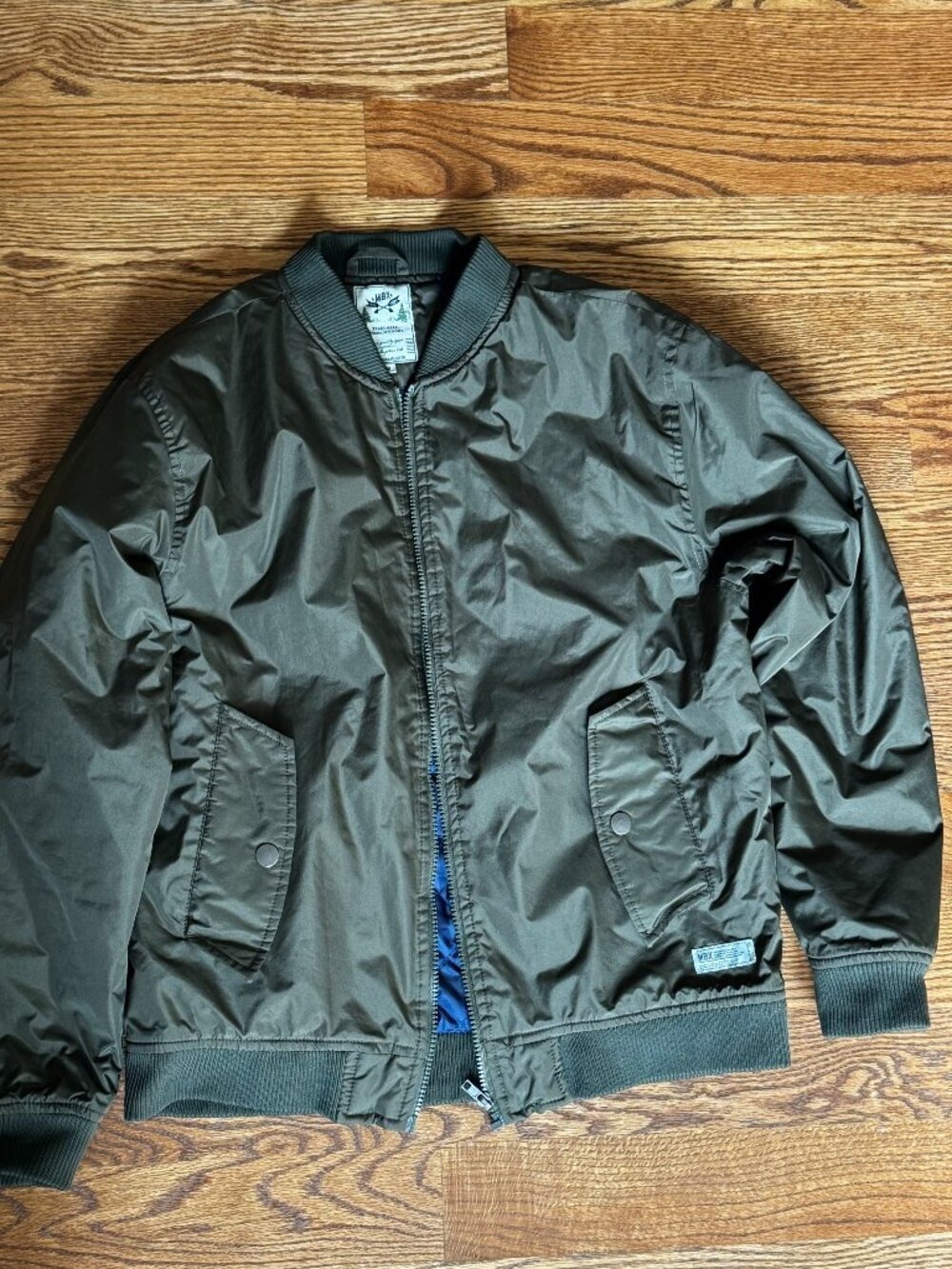 Men’s M Olive Green Bomber Jacket Quilted Lined Full Zip MBX Premium Goods